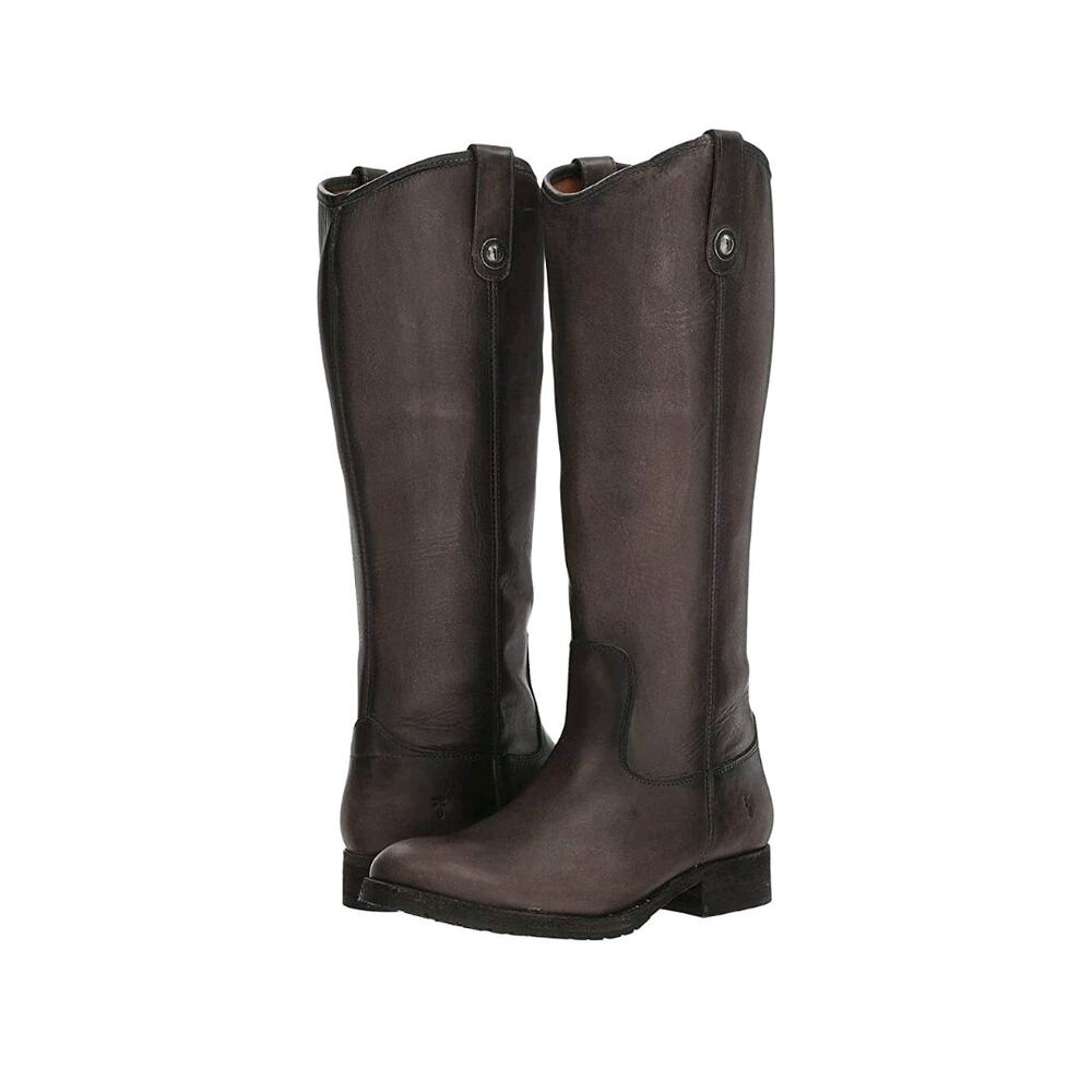 Frye Melissa Button Lug Tall Riding Boots Smoke Brown Leather, Women's 8M